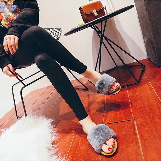 Dép lông quai ngang dép bông đi trong nhà thời trang đế cao su đi chơi form nhỏ nên mua tăng 1 size giầy thể thao nữ | BigBuy360 - bigbuy360.vn