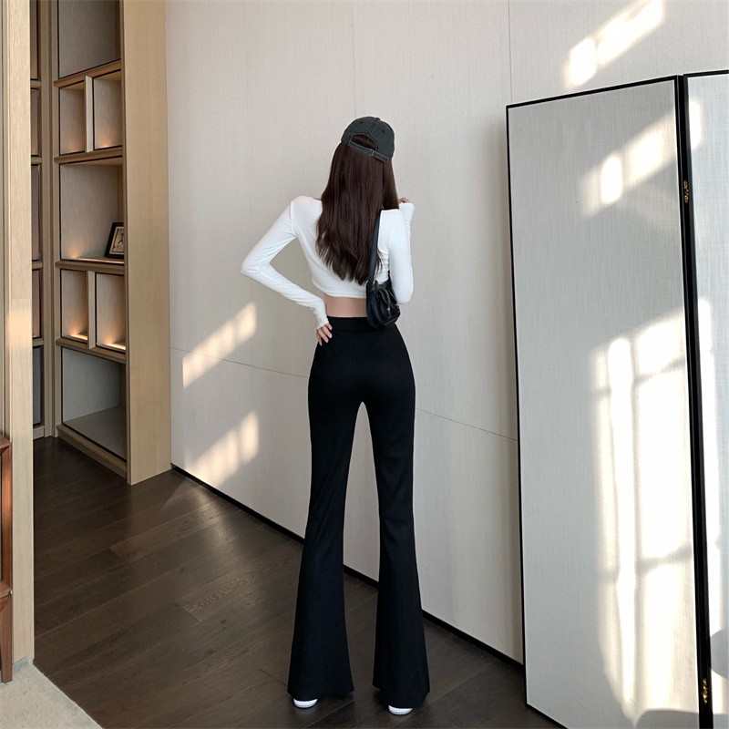 Quần thun gân ống loe HQD43 Hỉn Hỉn Store