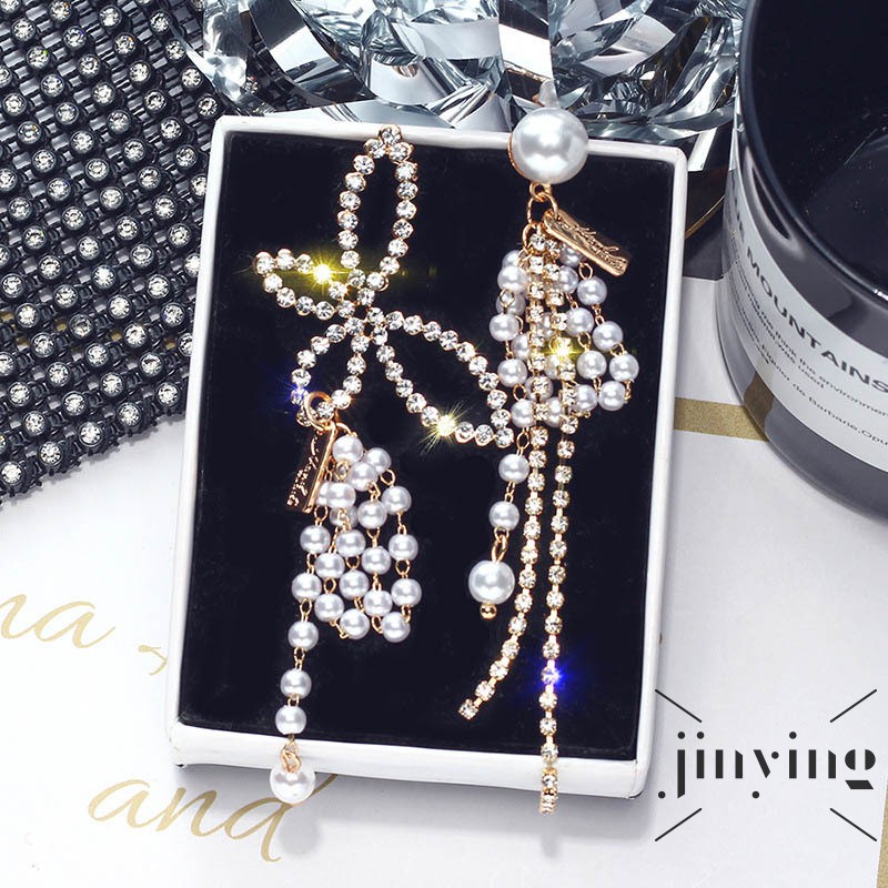 GETNOIVAS Bông tai dáng dài thiết kế không đối xứng phong cách Âu Mỹ thời trang cho nữ