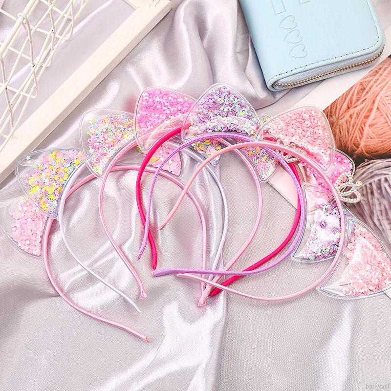 Băng đô hình tai thú đính sequin dễ thương dành cho bé gái Băng Đô Tai Thỏ Kim Sa Cho Bé Gái