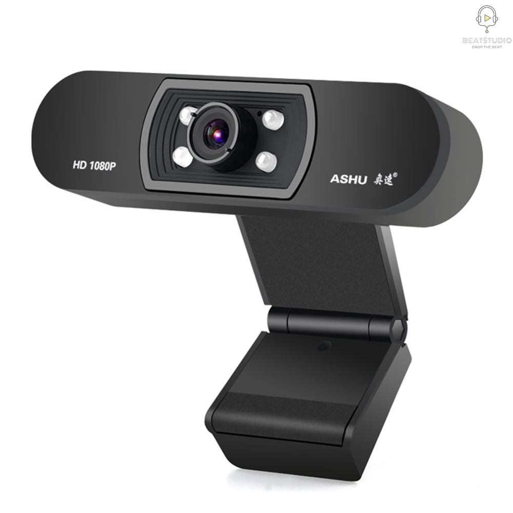 Webcam ASHU USB 2.0 kỹ thuật số HD 1080P với CMOS 2.0 megapixel kèm micro tiện dụng