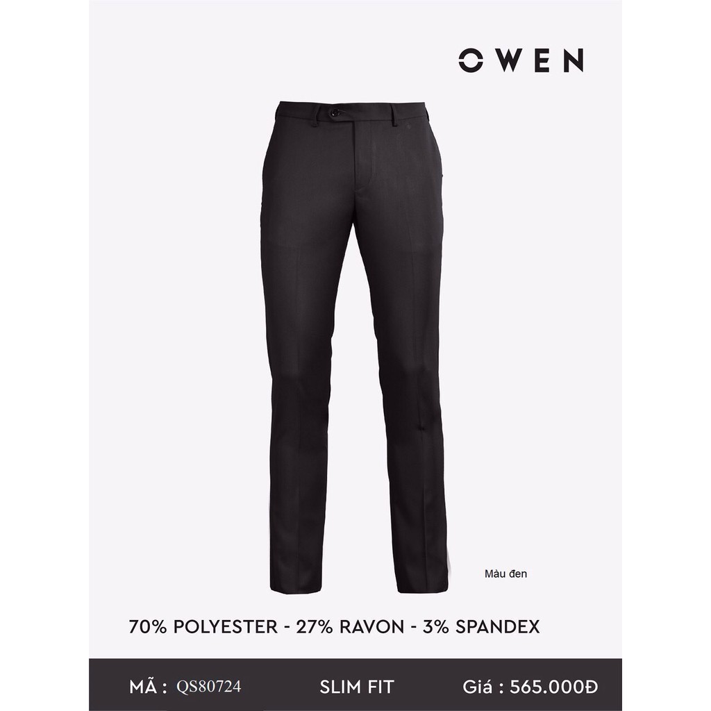 quần âu đen Owen cao cấp slim fit QS80724