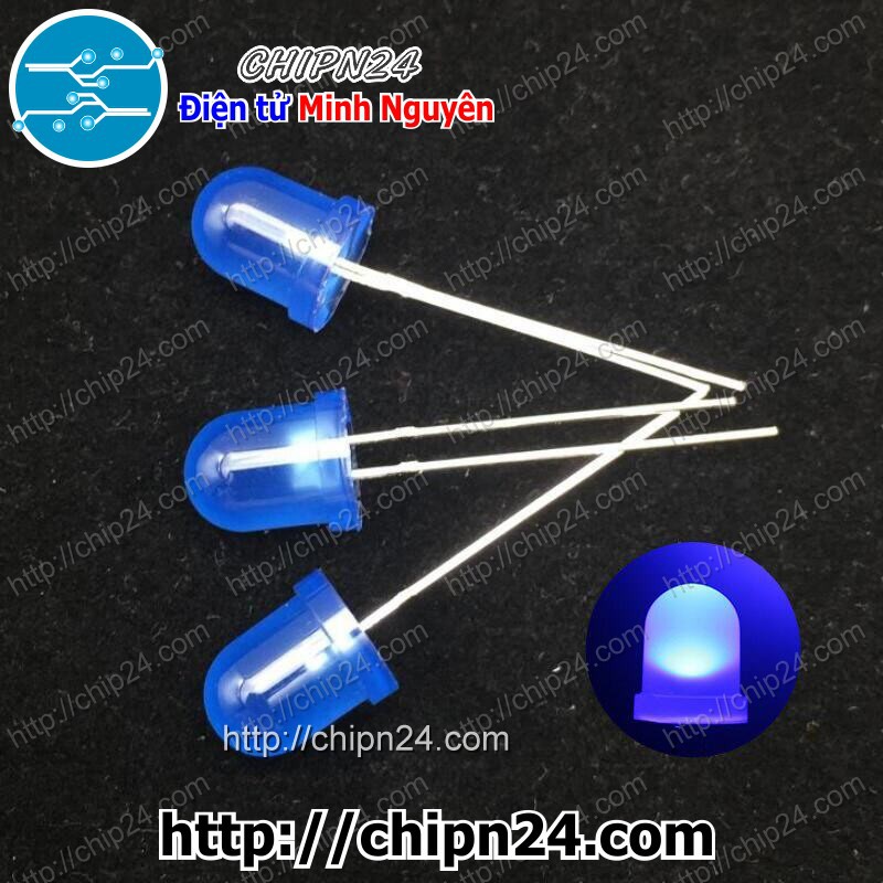 [10 CON] (TK1) Led 8mm Vỏ đục ra XANH DƯƠNG