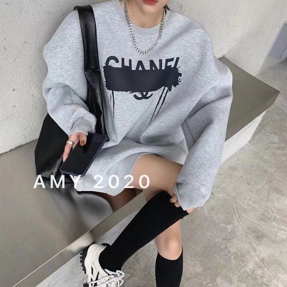 [250gDày lên]Áo sweater dáng rộng in chữ cá tính
