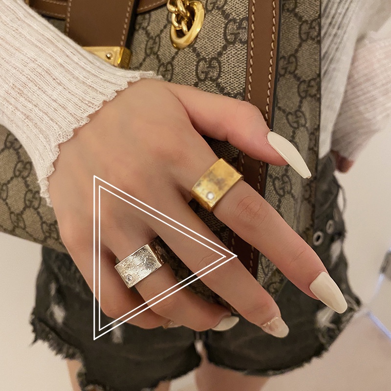 Nhẫn Hở Đính Đá Zircon Hình Vuông Màu Vàng / Bạc Tùy Chỉnh Phong Cách Gothic Thời Trang Cho Nữ