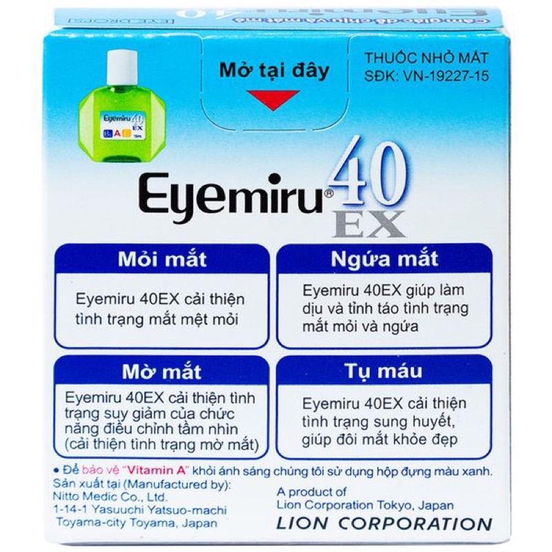 Nước Nhỏ Mắt Eyemiru 40EX - Hộp 1 lọ 15ml