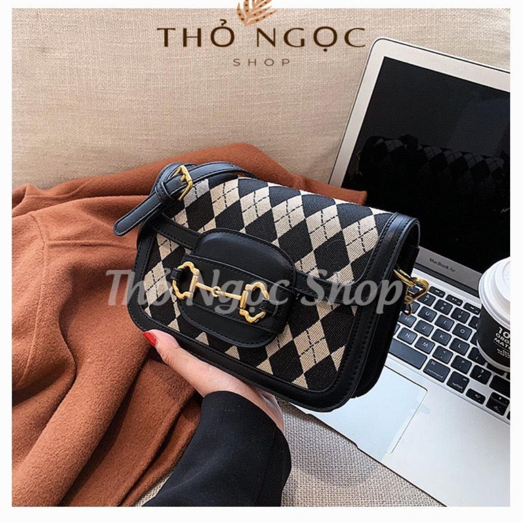 Túi Đeo Chéo Nữ Đẹp Họa Tiết Caro THONGOCSHOP Phong Cách Trẻ Trung Cute Size 19