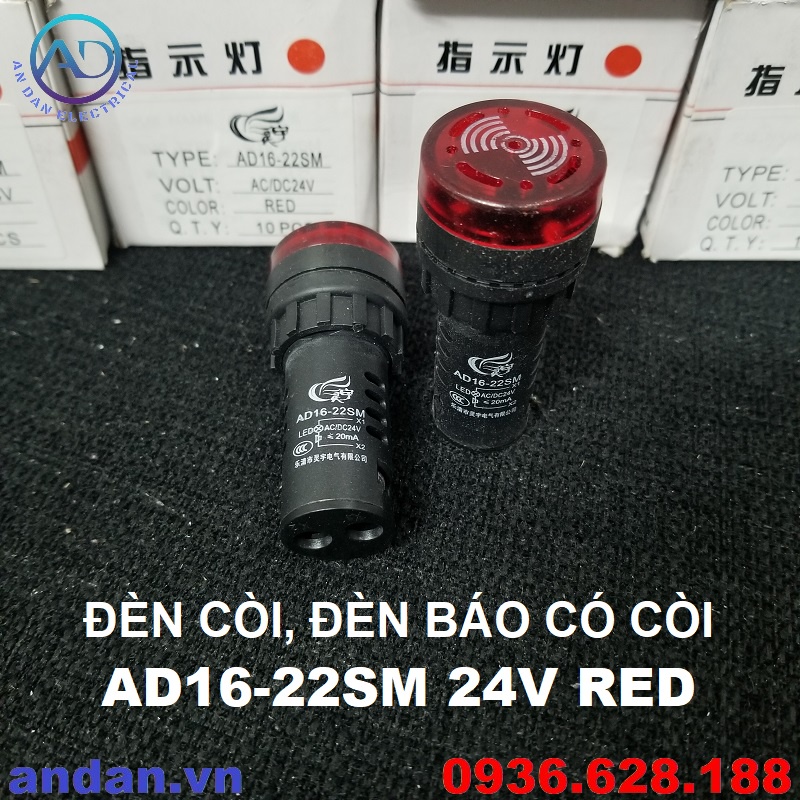 Đèn báo có còi, Còi cảnh báo phi 16 phi 22, Đèn báo nguồn có còi AD16-16SM AD16-22SM