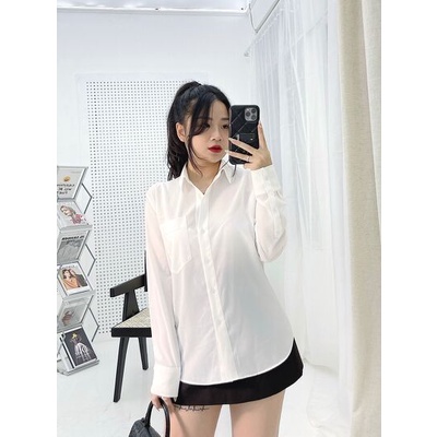 Áo sơ mi Trắng tơ kèm móc đóng túi dài z