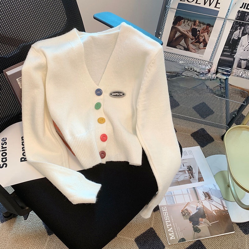 Áo Khoác cardigan Dệt Kim Dáng Rộng Màu Xanh Dương Thời Trang Thu Đông Mới Cho Nữ