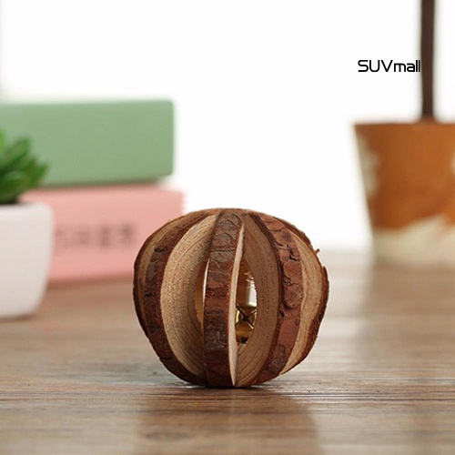 Đồ chơi nhai gặm bằng gỗ tự nhiên có chuông tùy chọn kiểu dáng dành cho thú cưng/ thỏ/ chuột hamster