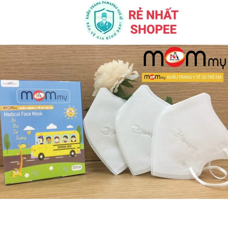 Khẩu trang Mommy Famapro Hộp 10 cái cho bé 5 - 10 tuổi