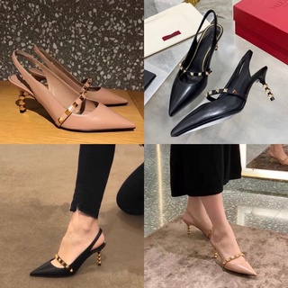 Sandal valen quai ngang viền đinh gót nhọn fullbox