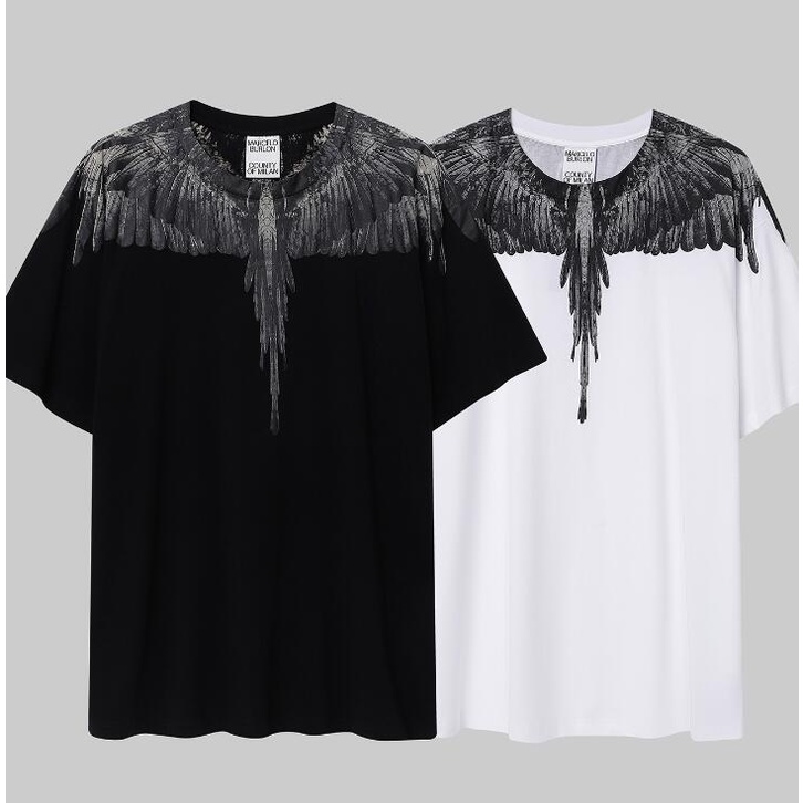 Áo Thun Đen Tay Ngắn In Hình Đôi Cánh Thời Trang Cho Nam