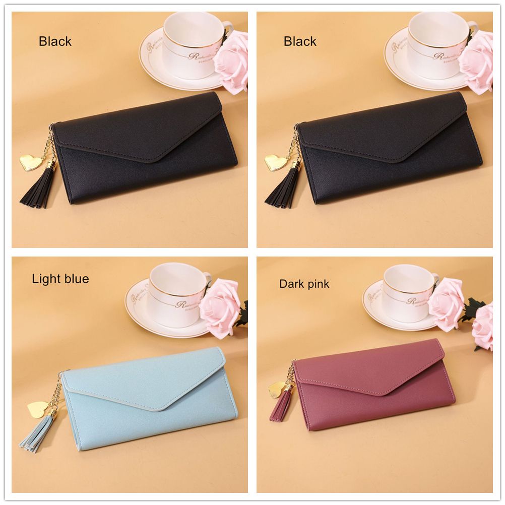 Ví da PU dáng dài phối tua rua hình trái tim phong cách Hàn Quốc MIHAN1 cho nữ