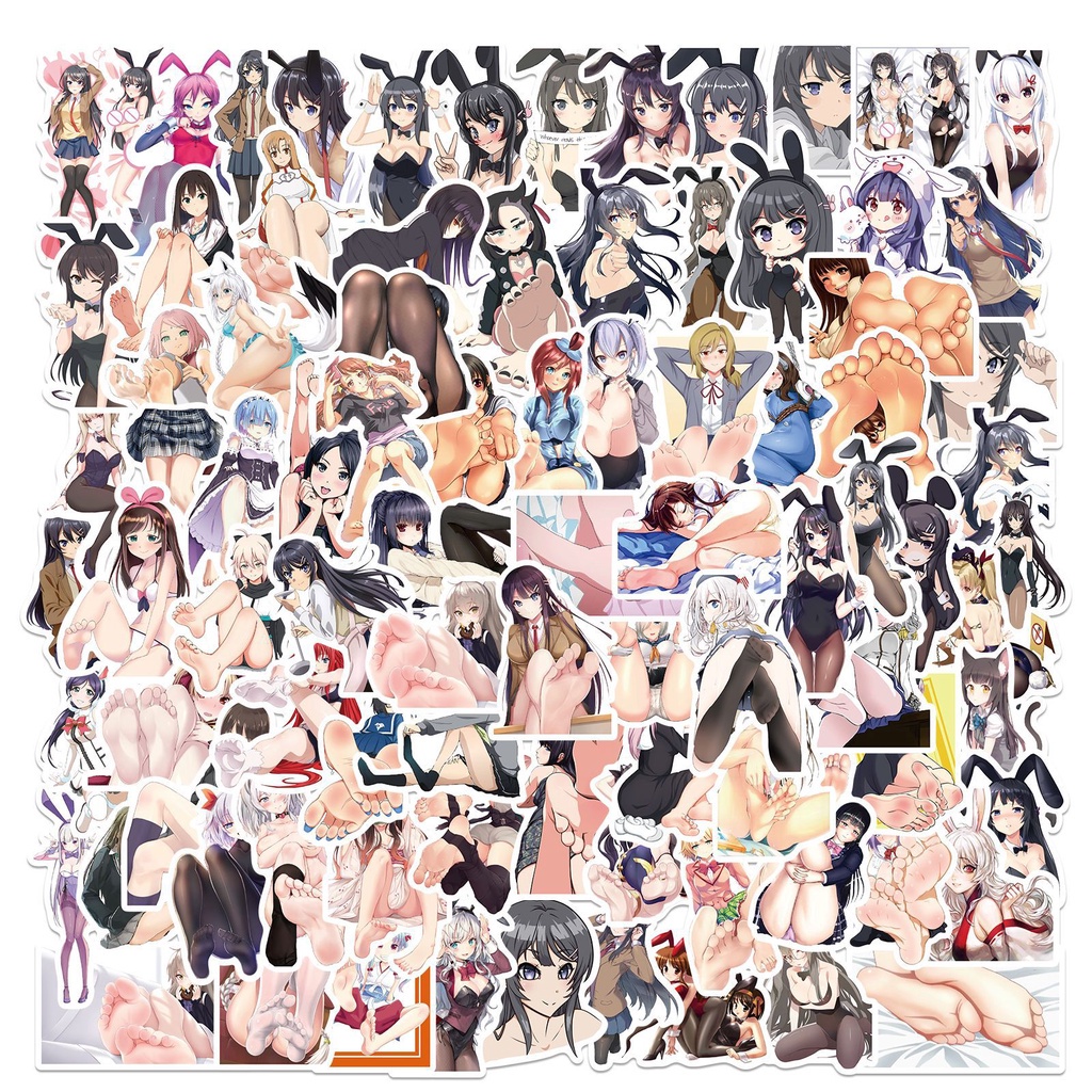 Set 50 / 25 / 10 miếng dán trang trí hình cô gái Anime Hentai quyến rũ