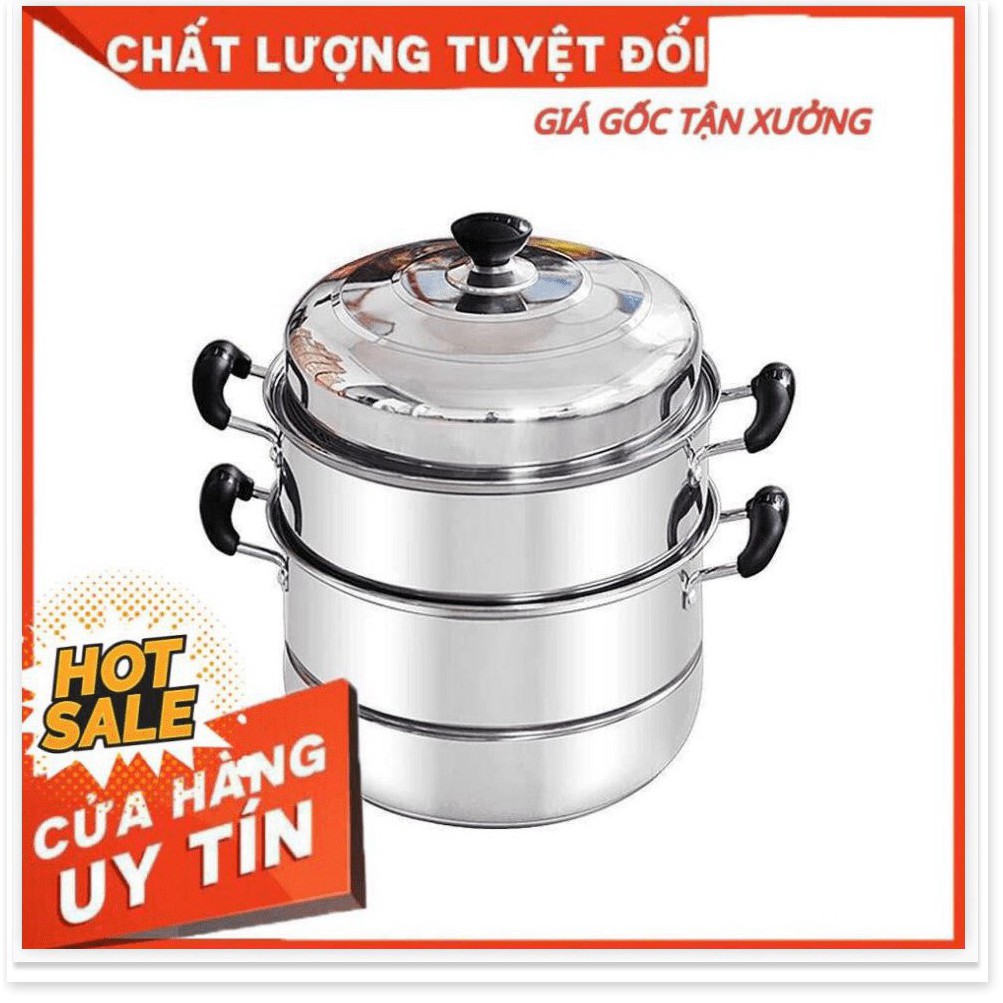 Nồi hấp xửng hấp 3 tầng hấp gà xôi bánh bao chất liệu inox cao cấp size 28cm dùng được bếp từ