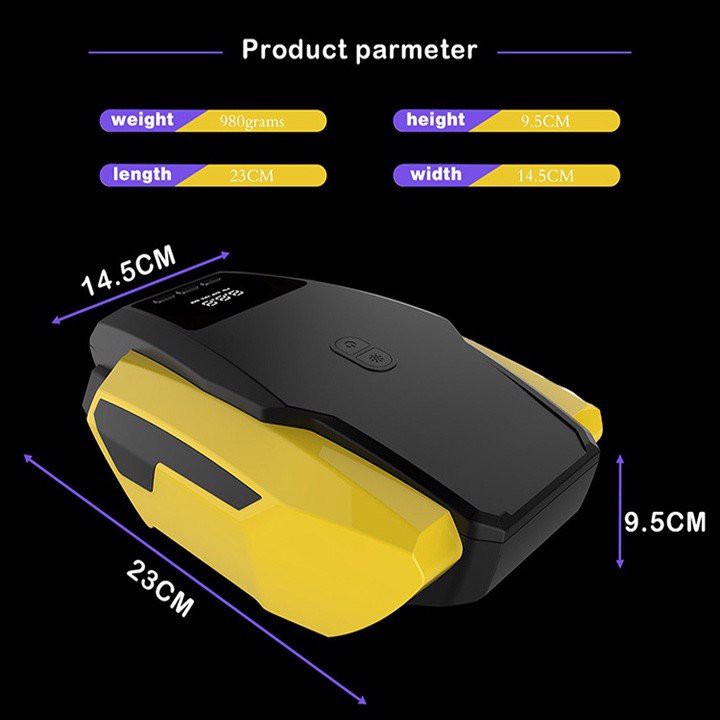 Máy bơm lốp ô tô, bơm xe hơi màn hình điện tử led tự ngắt kết hợp đèn pin siêu sáng ATJ-1166 12V 120W
