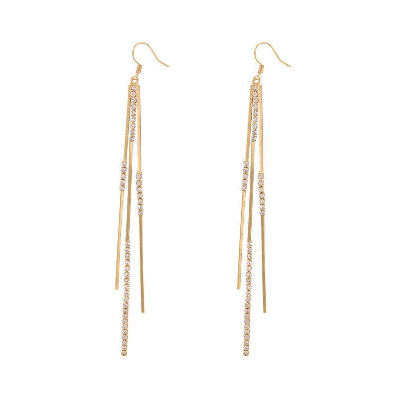 Bông Tai Tua Rua Dài Đính Đá Lấp Lánh Sang Trọng