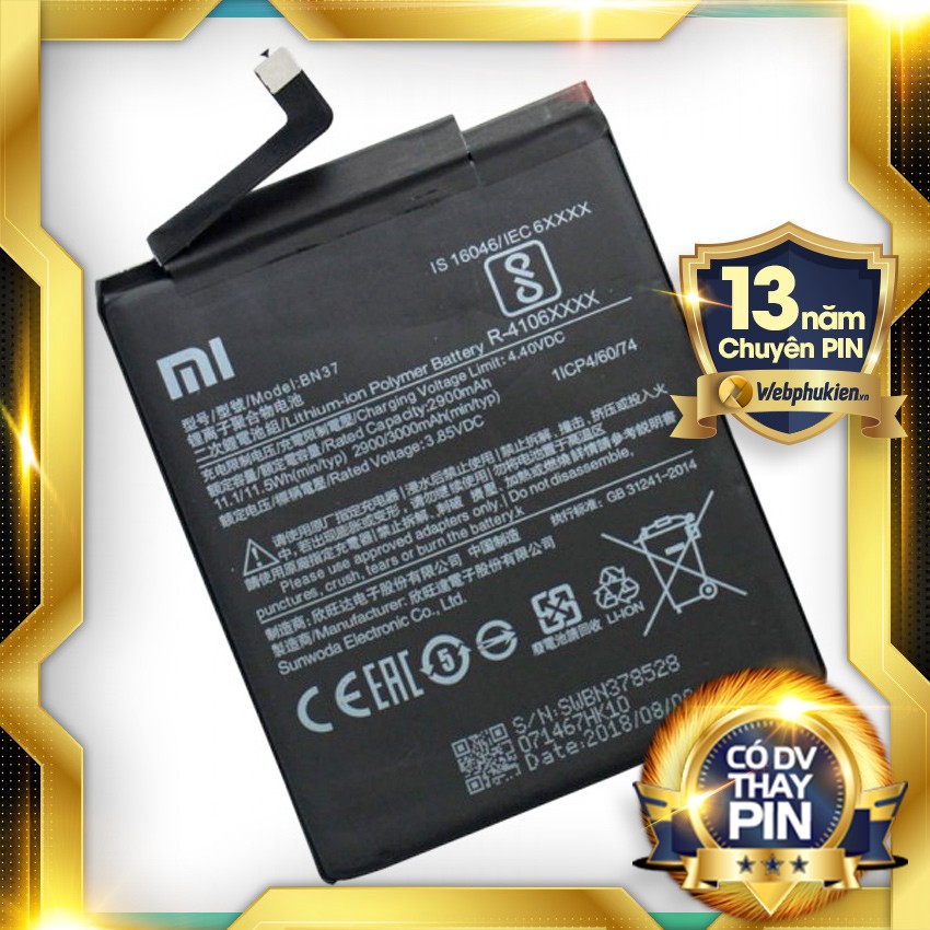 Pin zin cho Xiaomi Redmi 6, Redmi 6A BN37 - 3000mAh
