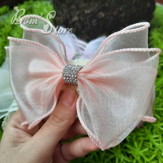 Băng đô handmade nơ voan dây đá cho bé