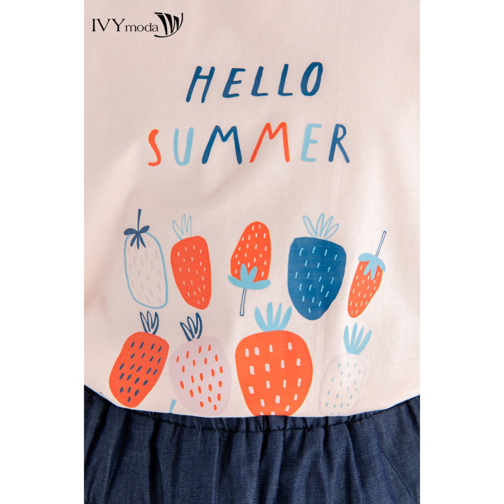 [NHẬP WABRTL5 GIẢM 10% TỐI ĐA 50K ĐH 250K ]Áo thun hello summer bé gái IVY moda MS 57G1299