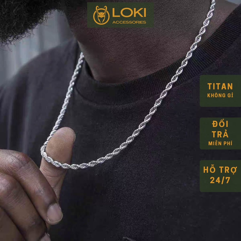 Vòng cổ nam titan dây chuyền Xoắn Trơn Thời Trang Basic Loki Accessories nam nữ phụ kiện màu bạc cao cấp không gỉ