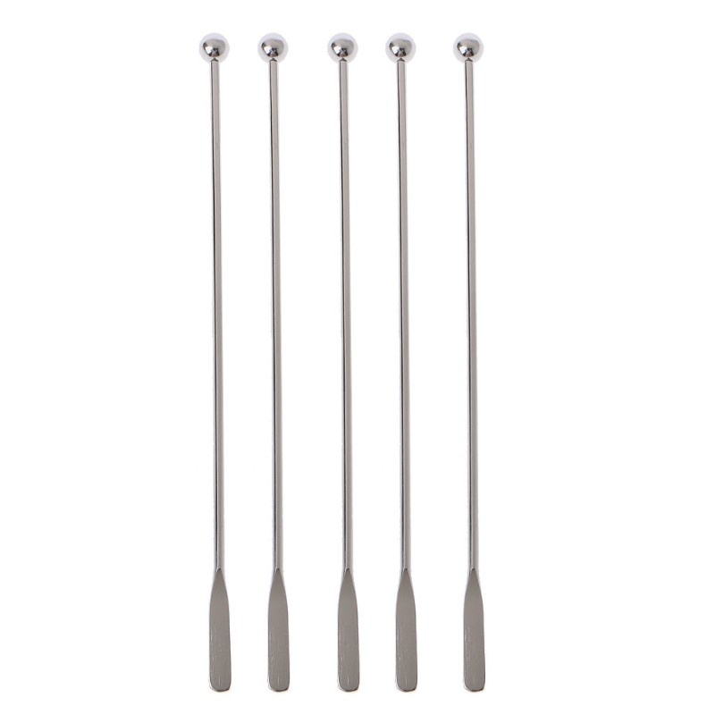 Set 5 Que Khuấy Nhựa 7.5 &quot;Bằng Thép Không Gỉ Có Thể Tái Sử Dụng