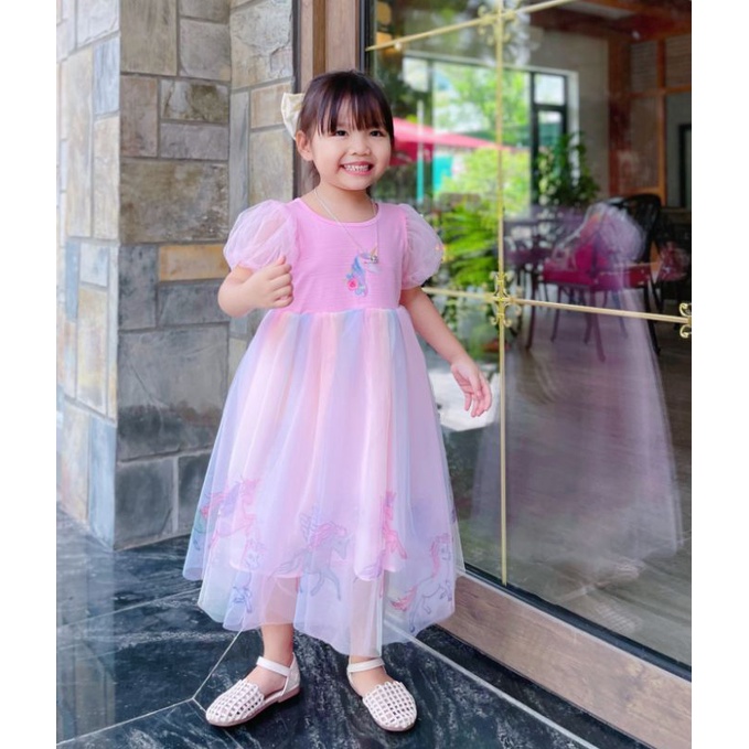 Đầm váy voan công chúa cao cấp đi tiệc haivanco 12 đến 38 kg 3 lớp có lót mềm mại và thoáng mát đi học đi chơi đều đẹp