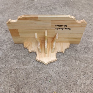 Kệ thờ gỗ thông trưng bày tượng công giáo 50cm 60cm (mẫu mới) chân đế tấm liền lưng để 2 tượng 40cm