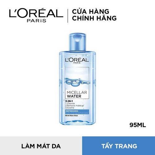 Nước Tẩy Trang L'Oreal 3 In 1 Micellar Làm Tươi Mát Da (95ml)