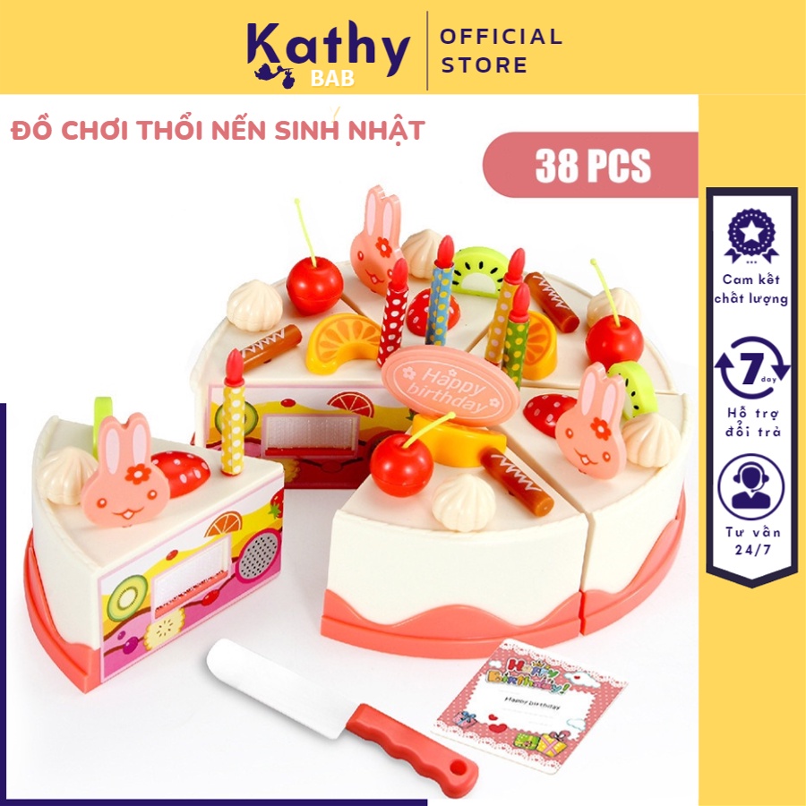 Đồ Chơi Tiệc Trà Mô Phỏng Cắt Bánh Sinh Nhật Màu Hồng Cho Bé Gái Bộ 38 Chi Tiết Từ 2 đến 4 Tuổi