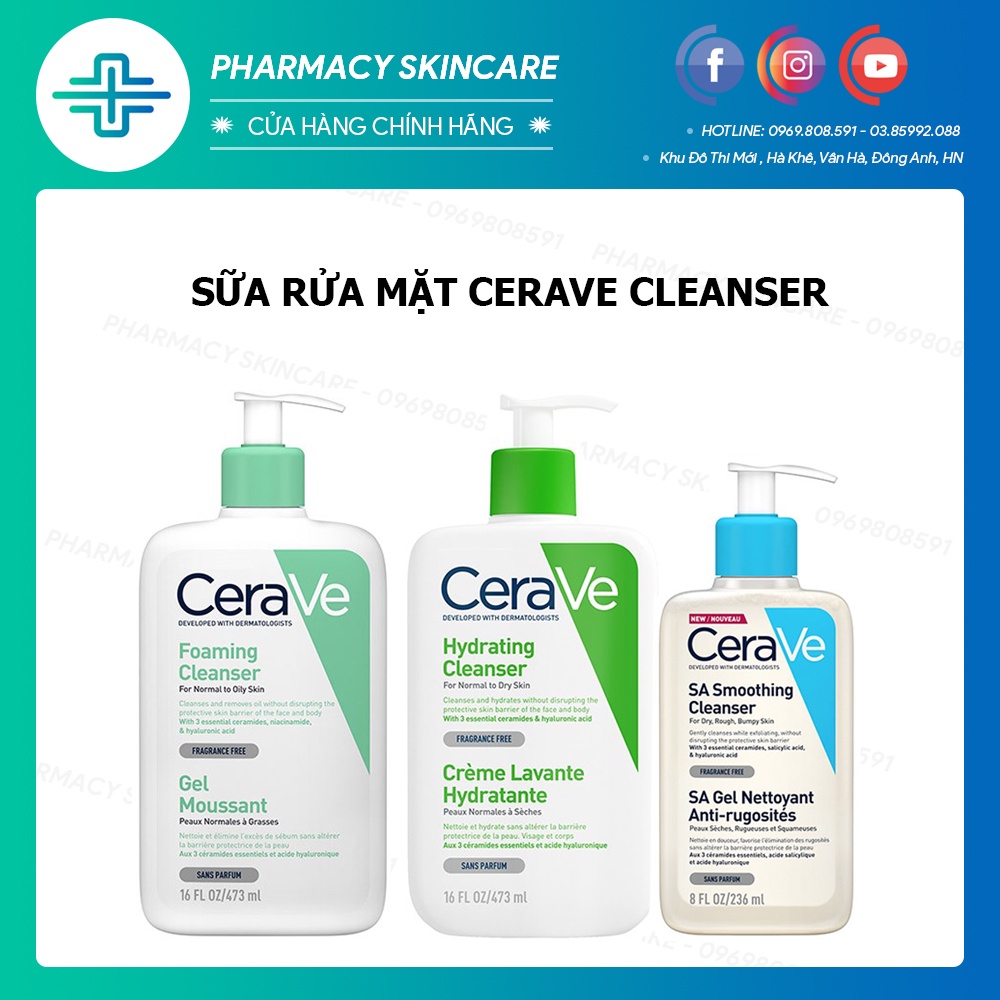 Sữa rửa mặt Cerave Cleanser 473ml bản Pháp