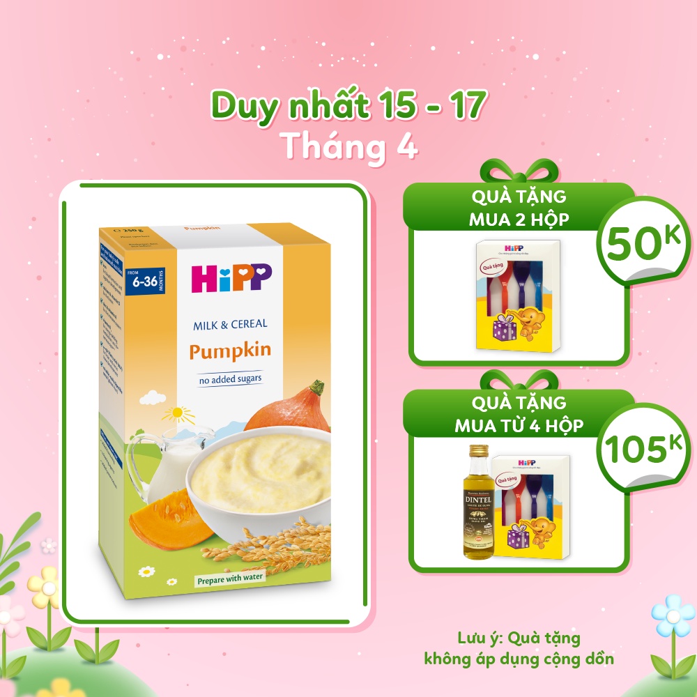 Bột ăn dặm dinh dưỡng Sữa, Ngũ cốc & rau củ - Bí đỏ HiPP Organic 250g
