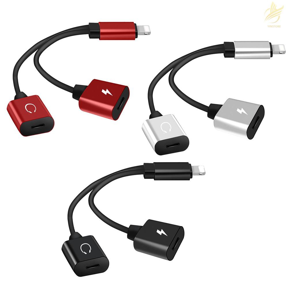 ✜Mini Lightning Splitter Adapter Audio AUX Converter Adapter with Dual Lightning Ports Headphone Jack Charging Port
