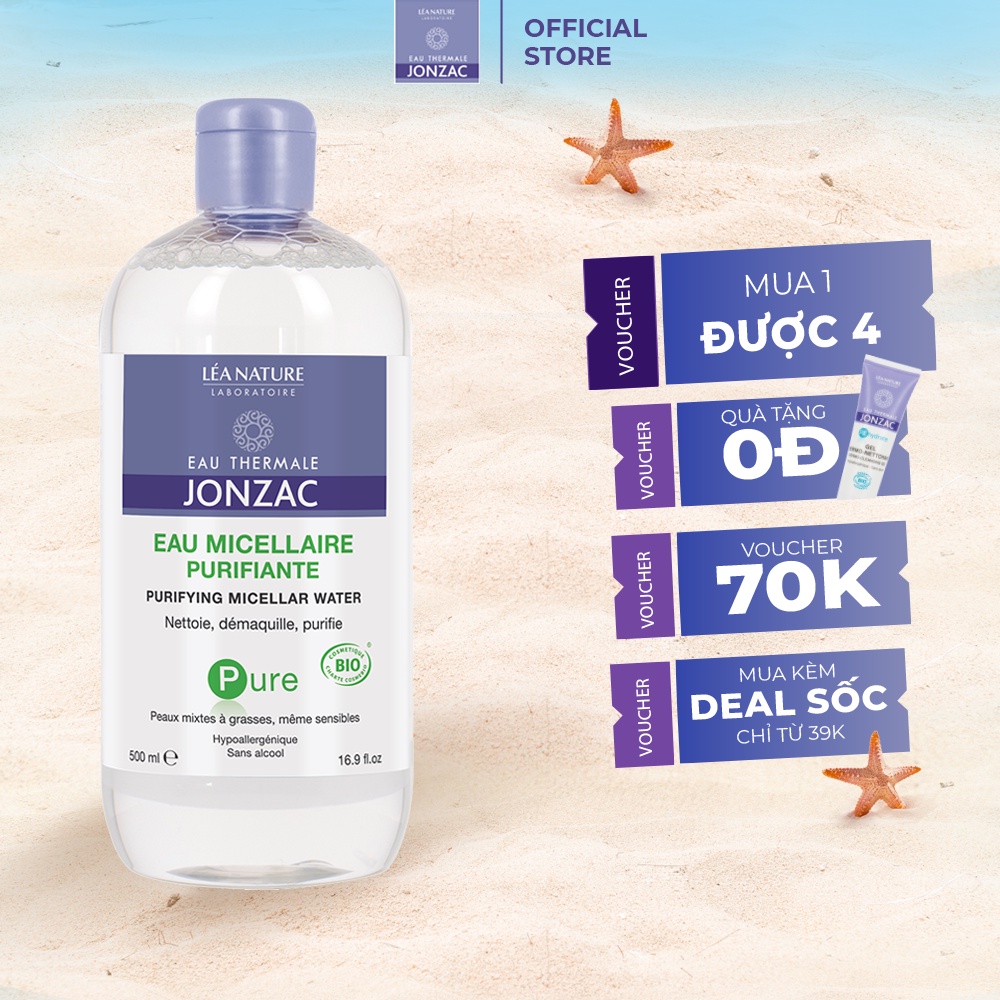 Nước Tẩy Trang Hữu Cơ Làm Sạch Sâu Eau Thermale Jonzac Pure Purifying Micellar Water 500ml