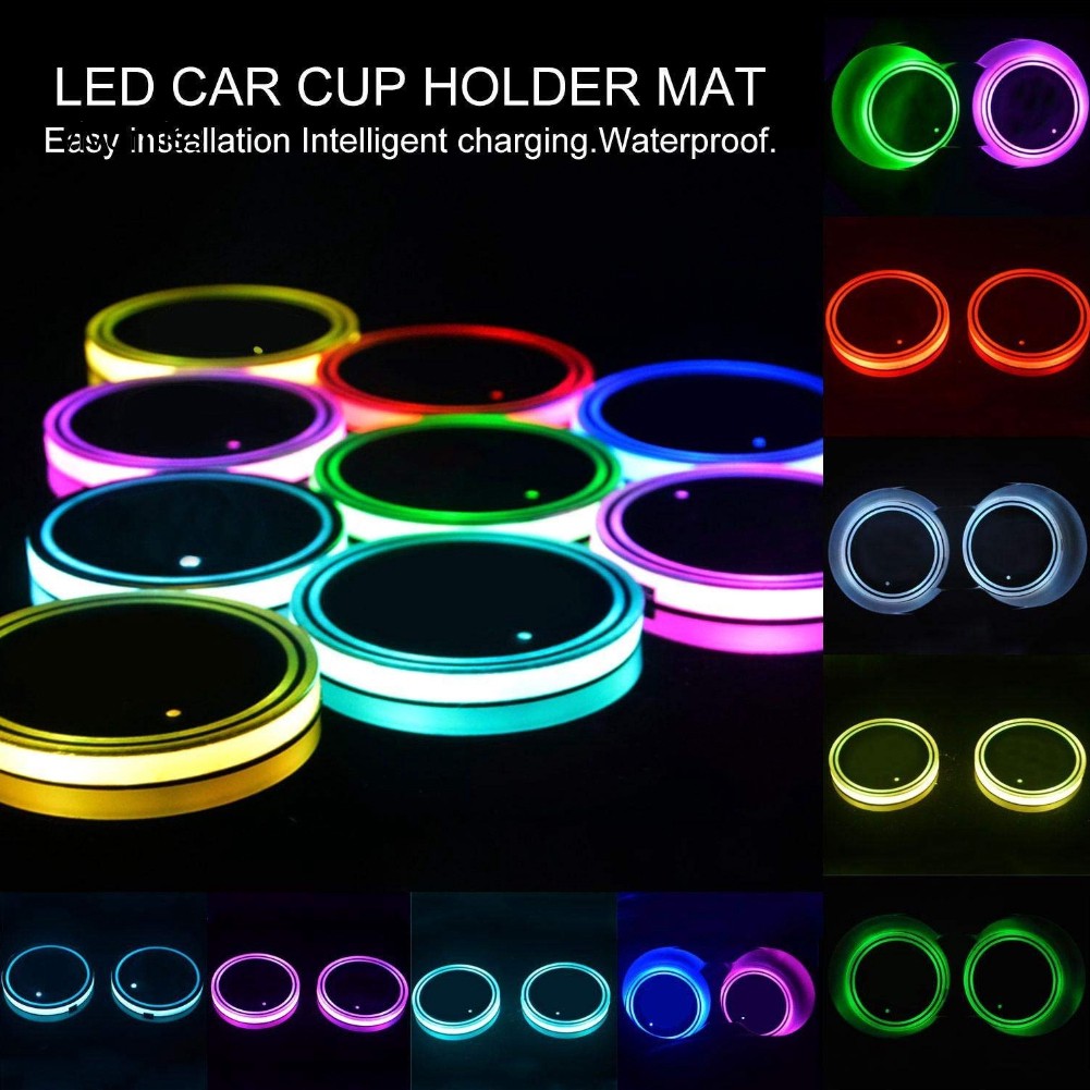 Thảm lót cốc đèn LED RGB trang trí nội thất xe ô tô