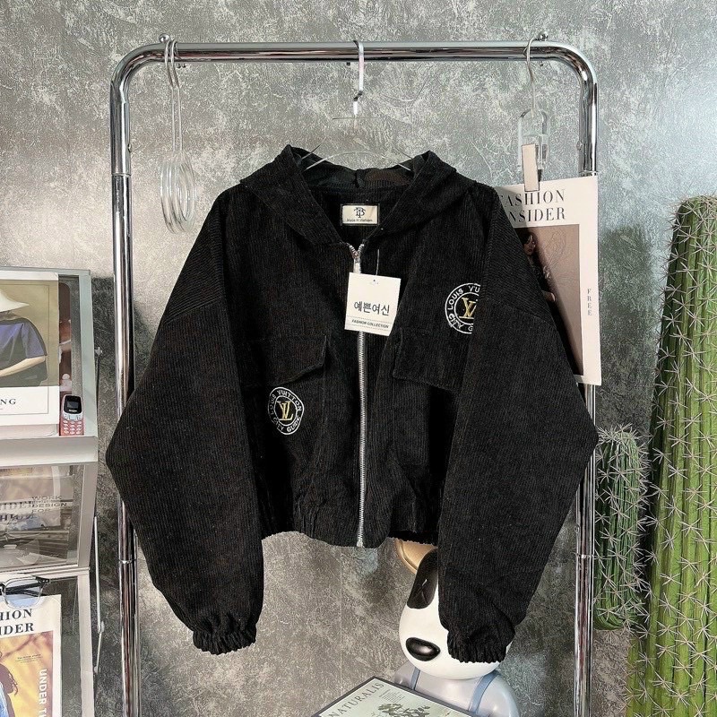 Áo khoác bomber Unisex form lửng chất nhung tăm thêu hoạ tiết dành cho nữM 34-AN STORE