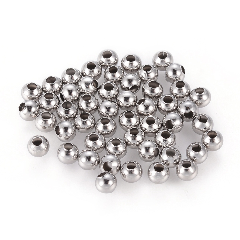 Hạt Xâu Làm Trang Sức Bằng Thép Không Gỉ 304 Nhiều Màu Sắc 3mm 4mm 6mm