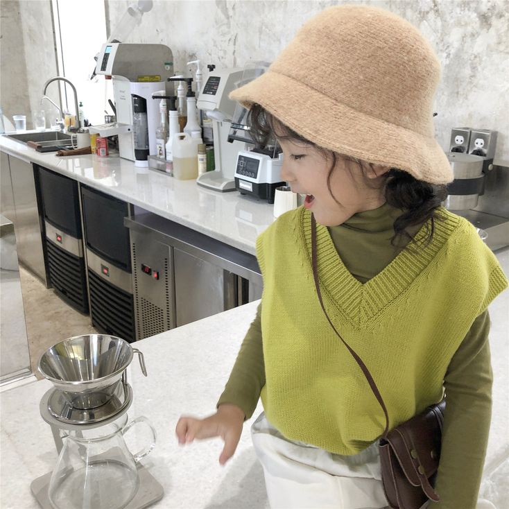 Áo Vest Cô Gái Hàn Quốc Mới Dệt Kim Cổ Chữ V Không Tay