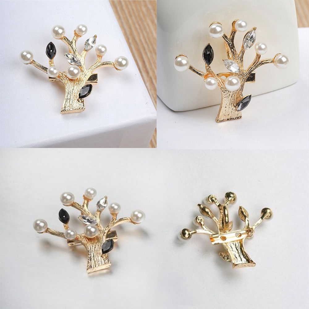 Huy hiệu cài áo hình cành cây đính ngọc thời trang