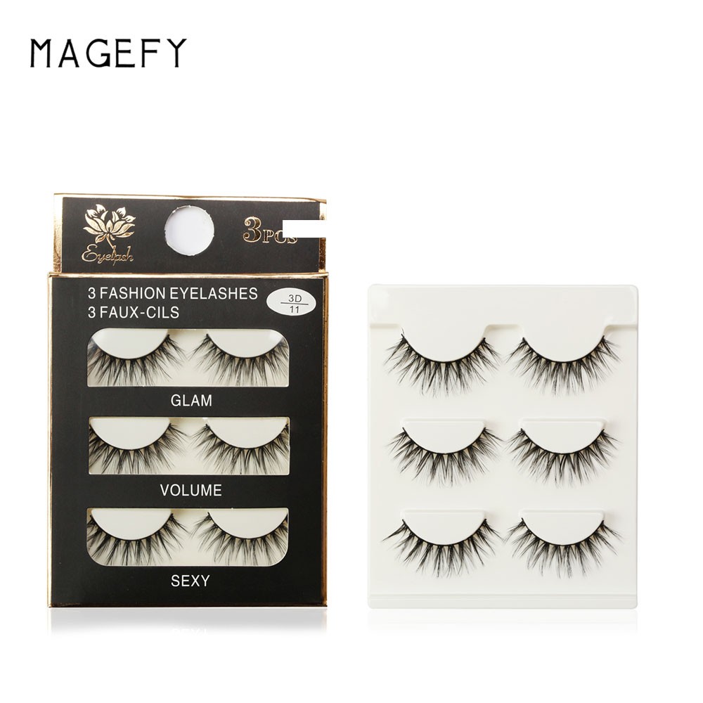 Bộ 3 Cặp 3D Lông Mi Giả MAGEFY Lông mi tổng hợpLàm Bằng Thủ Công 3D Mi giả gân trong siêu phẩm cho đôi mắt long lanh kiểu dáng 3D có thể tái sử dụng
