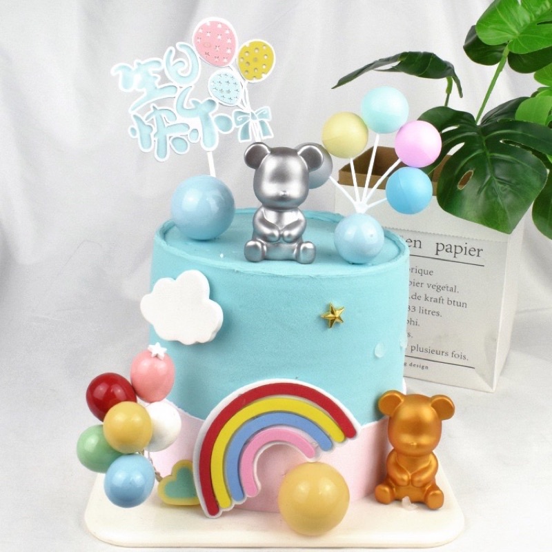 Combo 2 gấu bearbrick trang trí bánh kem