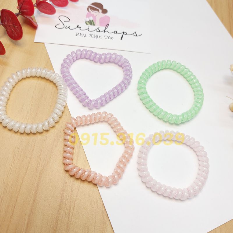 Set 5 Buộc Tóc Lò Xo Mẫu mới màu pastel size 4.5 cm