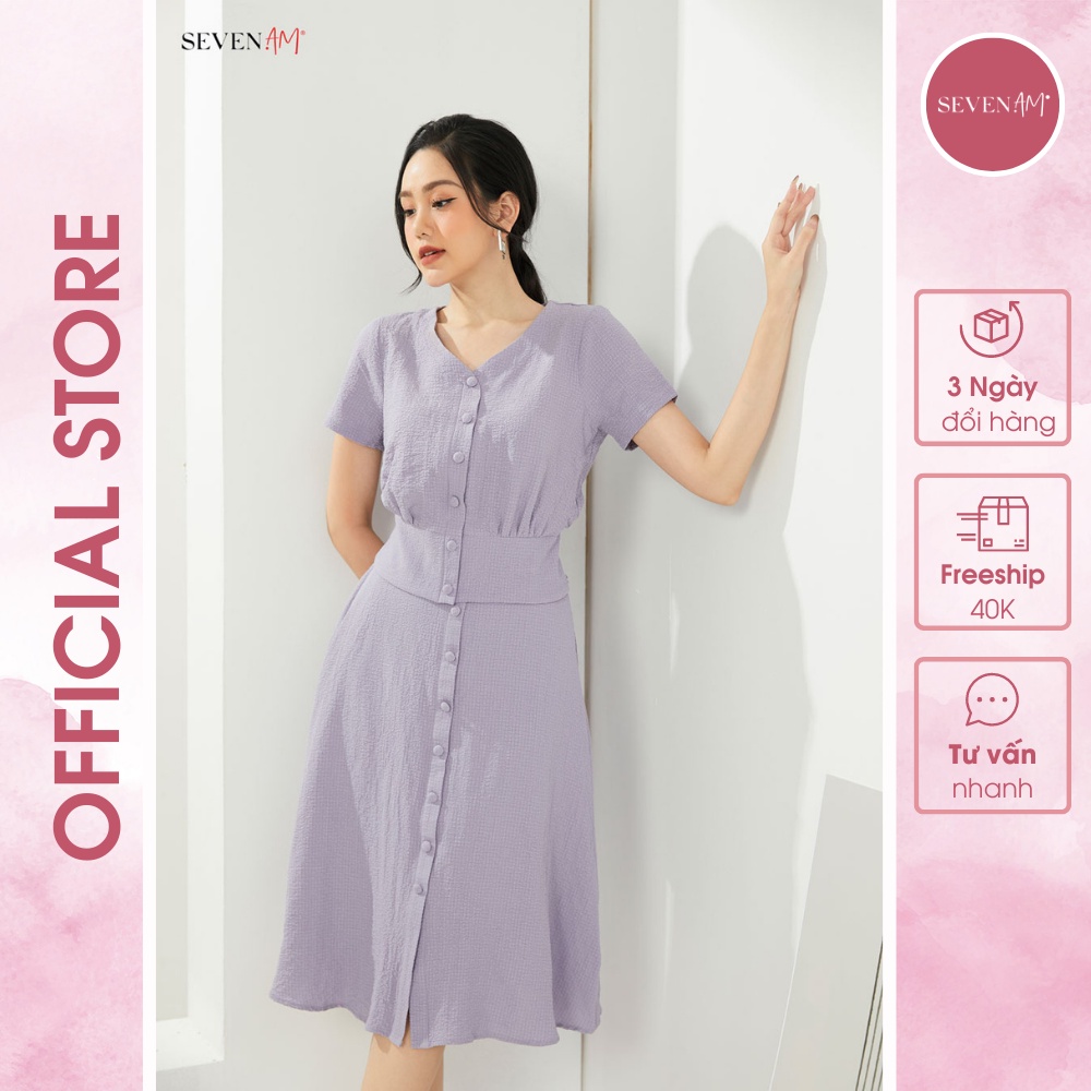 Juyp Xòe Tím Mạ Phối Cúc Seven.am Fh730059