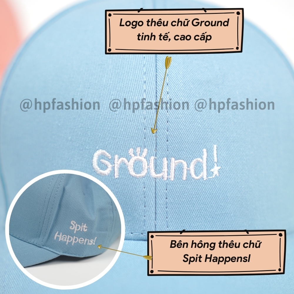 Mũ lưỡi trai ❤️ Nón kết thêu chữ Ground chất kaki cao cấp form unisex nam nữ N18