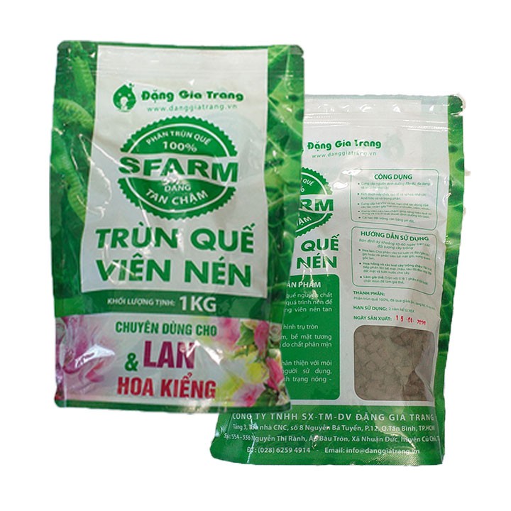 Phân Trùn Quế Viên Nén Sfarm gói 1kg