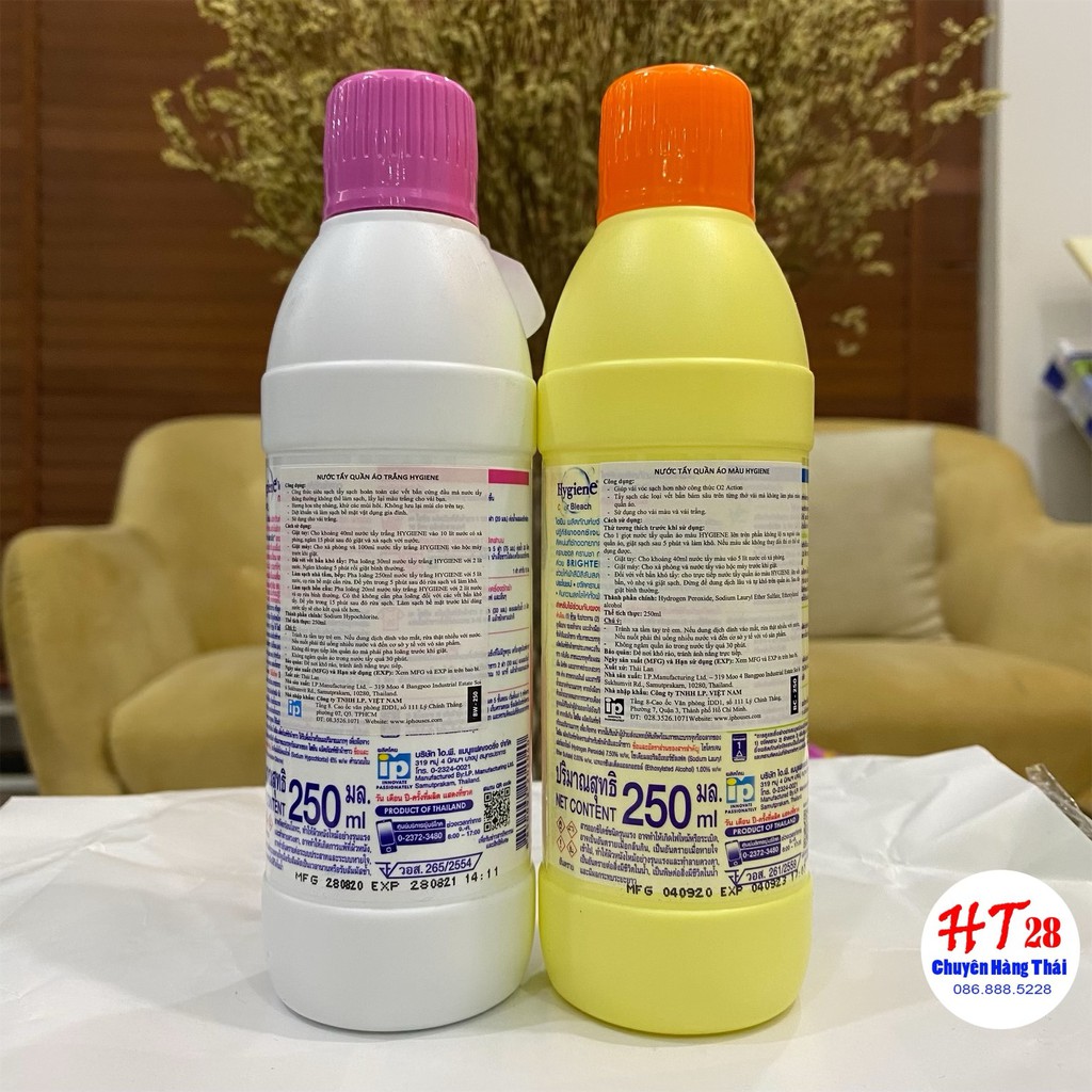 Nước Tẩy Quần Áo Trắng Và Màu Hygiene Thái Lan Loại 250ml