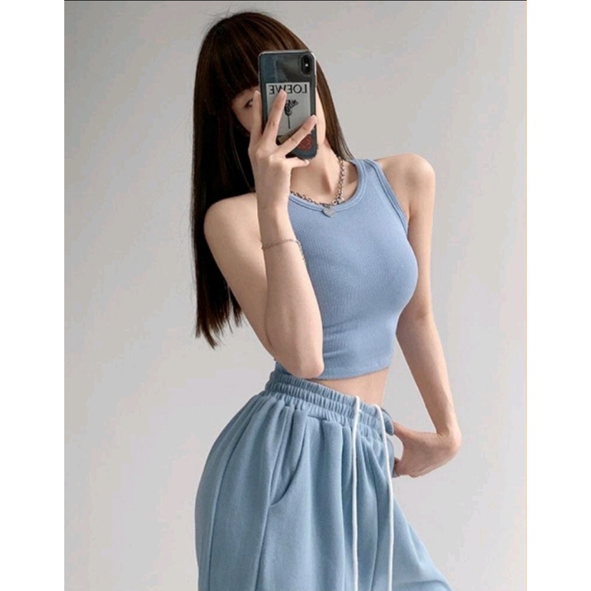 Áo ba lỗ croptop nữ ôm dáng kiểu basic chất thun gân dày dặn - 760