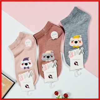 Tất cổ ngắn nữ hình thêu cute, chất cotton mềm mịn T052